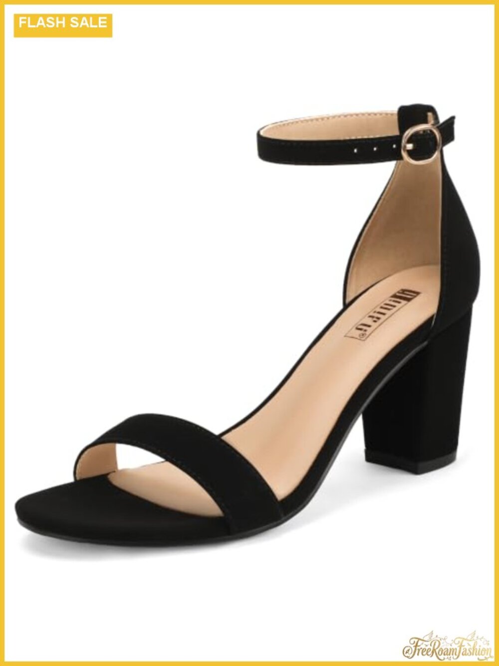 IDIFU Women's 3 Inch Block Chunky Open Toe Heels Ankle Strap Heeled Sandal